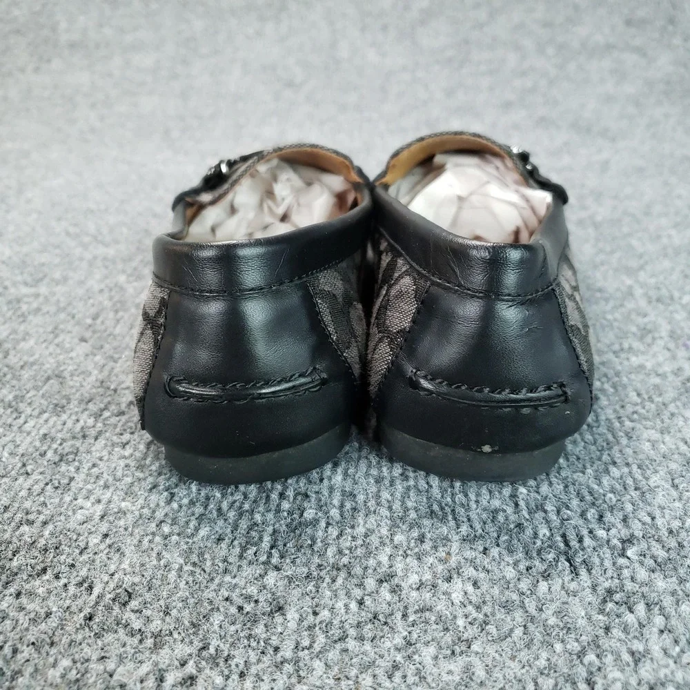 Coach Olive Shoes Womens Size 7.5B Black Gray Monogram Canvas Loafer Slip On